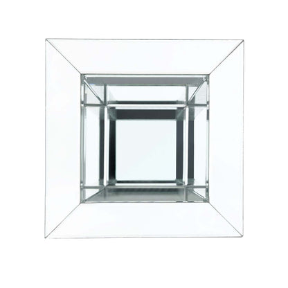 Berni 12 Glam Mirror &amp; Glass Top Chairside Table with Shelf - Silver Metal with Diamond Look Legs|Table de fauteuil somptueuse Berni de 12 po avec dessus en miroir et en verre et tablette - métal argenté avec pattes à apparence de diamant