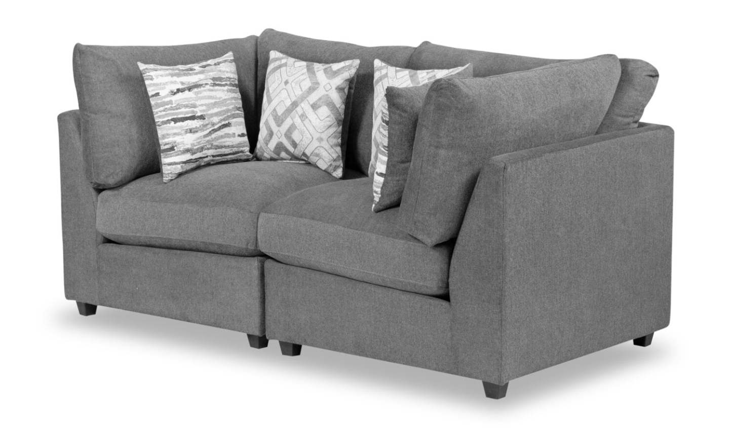 Scott Living Evolve Modular 79 Linen-Look Fabric Loveseat with Removable Feather Down Cushions - Charcoal Grey | Causeuse modulaire Evolve de Scott Living de 79 po en tissu d’apparence lin avec coussins amovibles en duvet et plumes - gris anthracite