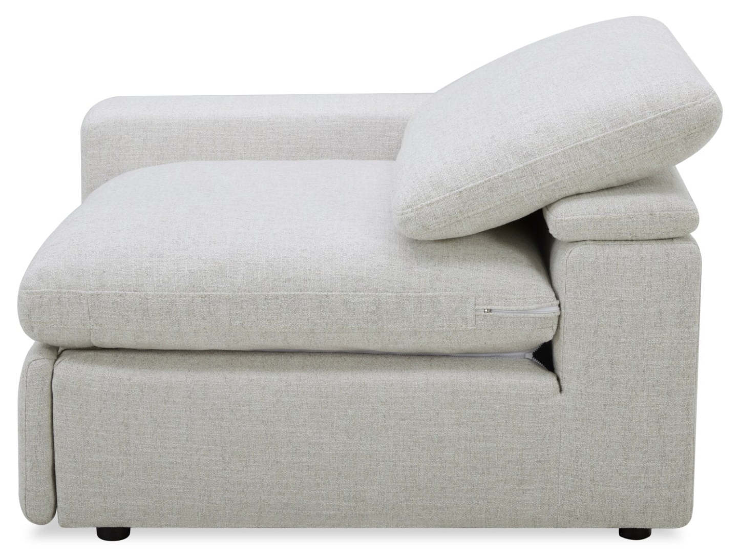 Sofa sectionnel à inclinaison électrique modulaire Sky 6 pièces en tissu avec console et coussins en duvet et plumes - blé Nathan