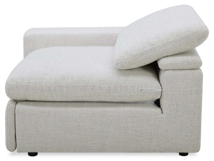 Sofa sectionnel à inclinaison électrique modulaire Sky 6 pièces en tissu avec console et coussins en duvet et plumes - blé Nathan