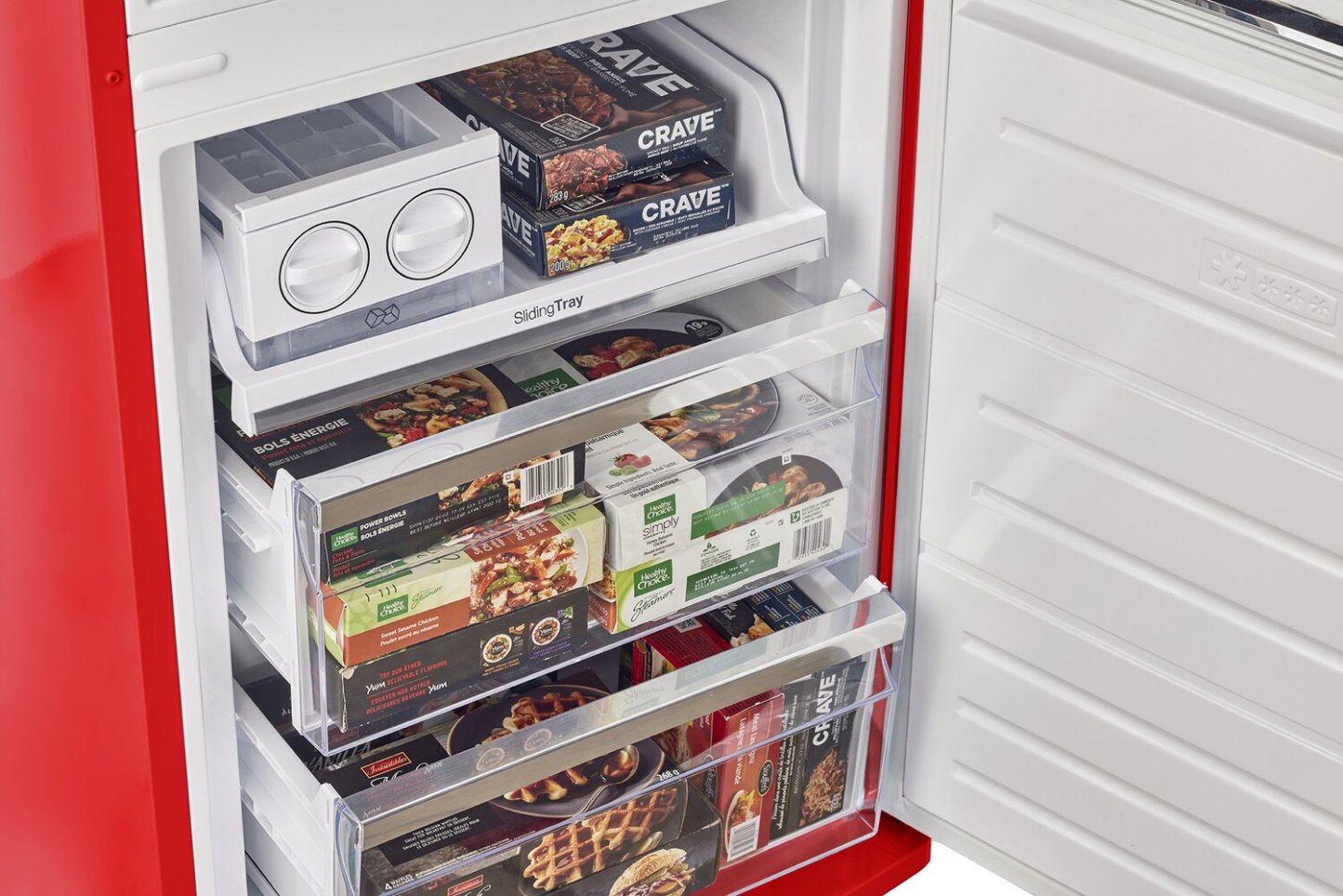 Réfrigérateur Classic Rétro par Unique de 24 po et de 12 pi3 à congélateur inférieur - pomme rouge bonbon - UGP-340L AC R | UGP340LR