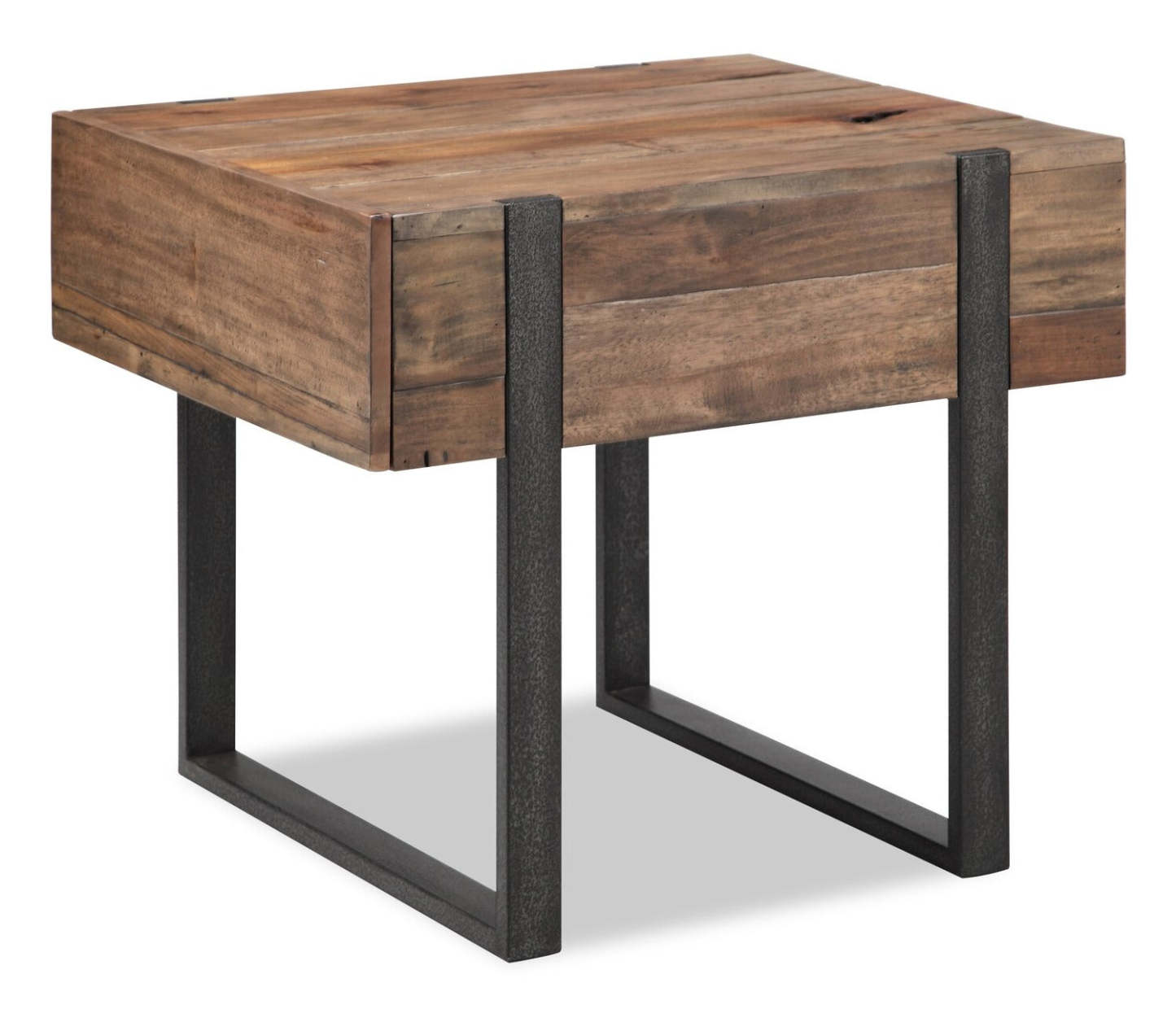 Table de chaise rustique Manchester 22 avec rangement - Bois brun avec base en fer|Table de fauteuil rustique Manchester de 22 po avec rangement - bois brun avec base en fer