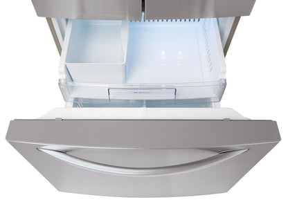 LG 30 22 pi³ Réfrigérateur à portes françaises - Acier inoxydable résistant aux traces - LRFWS2200S | Réfrigérateur LG de 22 pi³ et de 30 po à portes françaises - acier inoxydable Smudge-ProofMD - LRFWS…