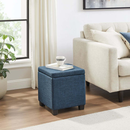 Ottawa 14.75 Square Fabric Storage Ottoman - Navy|Pouf de rangement carré Ottawa de 14,75 po en tissu - bleu marine