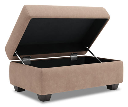 Fabriqué au Canada Pouf de rangement personnalisable The Trunk 39 en tissu d'apparence lin - Brun Pax Wicker | Pouf de rangement The Trunk de Sofa Lab de 39 po fabriqué au Canada en tissu d’apparence lin - brun Pax Wicker | TRUN3349