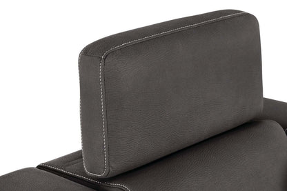 Fauteuil Drake de 41,5 po en tissu de suédine avec pouf rétractable et appuie-têtes relevables - gris ciment