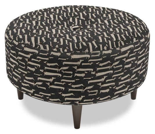 Pouf The Curve 31 en tissu, coloris poivre et poivre multicolore, fabriqué au Canada | CURV1143