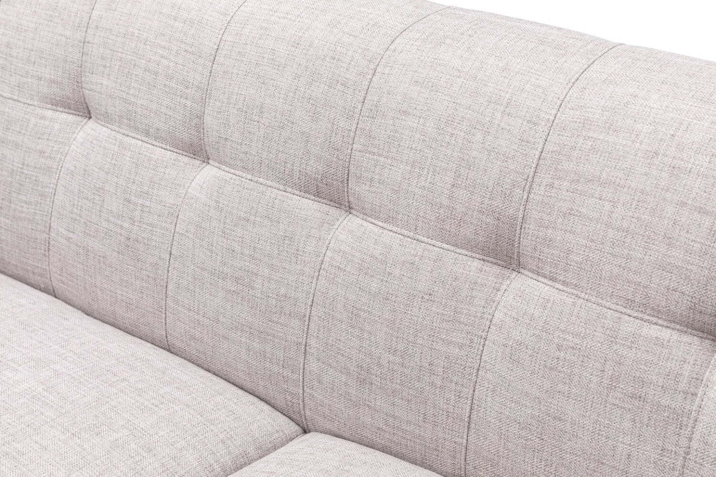 Sofa en tissu d’apparence lin Freeman 88 de Kort & Co. avec base en bois et coussins de dossier capitonnés - blanc colombe | Sofa Freeman Kort & Co. de 88 po en tissu d’apparence lin avec pattes en bois et coussins de dossier capitonnés - blanc colombe