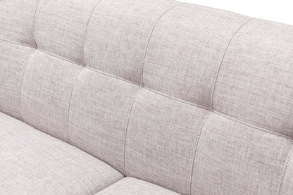 Sofa en tissu d’apparence lin Freeman 88 de Kort & Co. avec base en bois et coussins de dossier capitonnés - blanc colombe | Sofa Freeman Kort & Co. de 88 po en tissu d’apparence lin avec pattes en bois et coussins de dossier capitonnés - blanc colombe