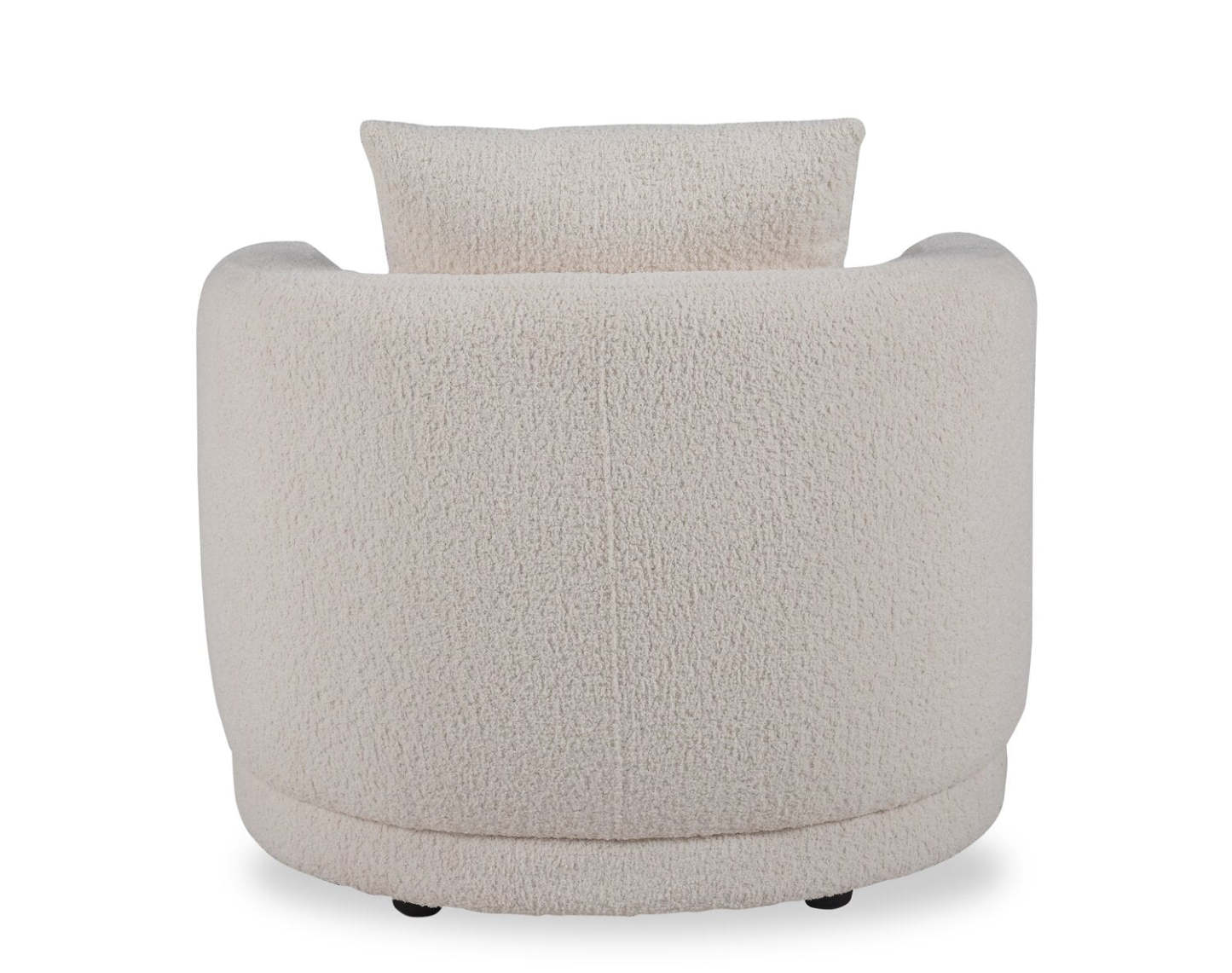 Fauteuil arrondi Moon de 35,8 po en tissu avec coussin décoratif - blanc amande laineux