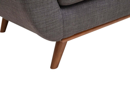 Kort & Co. Freeman 63 tissu d’apparence lin causeuse avec pattes en bois et coussins de dossier capitonnés - gris anthracite