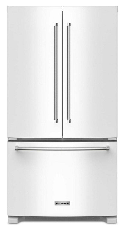 Réfrigérateur KitchenAid de 36 po et de 20 pi3 de profondeur comptoir à portes françaises - blanc - KRFC136RWH | KRFC13WH