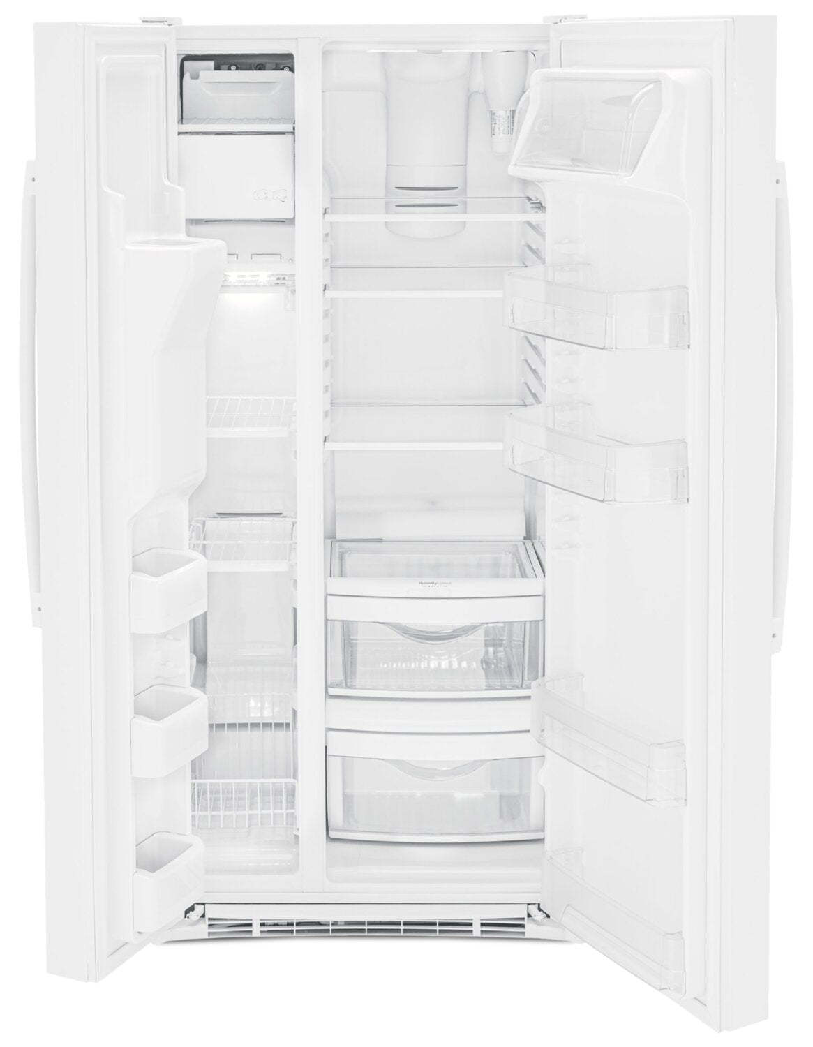 Réfrigérateur GE de 33 po et de 23,2 pi³ à compartiments juxtaposés - blanc - GSS23GGPWW | GE 33 23.2 Cu. Ft. Side-by-Side Refrigerator - White - GSS23GGPWW