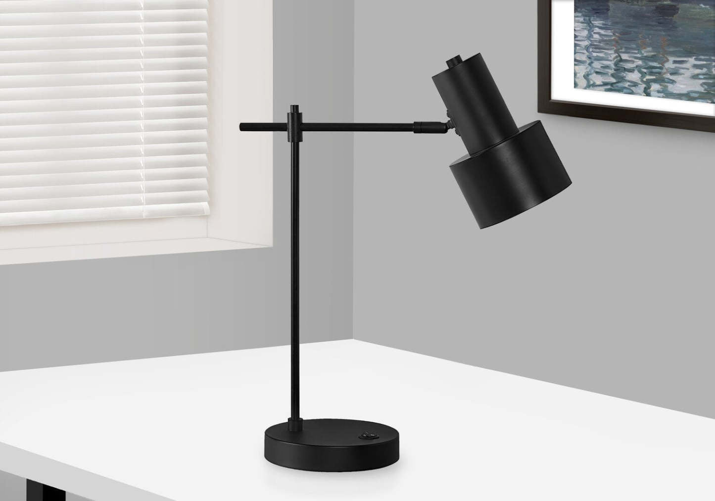 21 Lampe de bureau/tâche en métal noir avec chargement USB|Lampe de bureau et de travail en métal noir de 21 po avec recharge USB