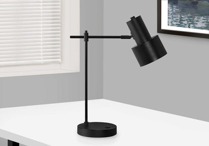 21 Lampe de bureau/tâche en métal noir avec chargement USB|Lampe de bureau et de travail en métal noir de 21 po avec recharge USB