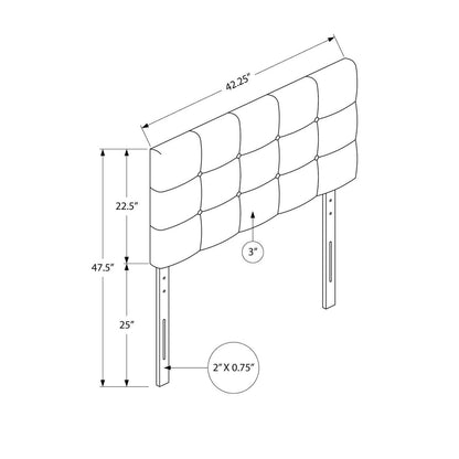 Tête de lit rembourrée Estel en tissu de cuir végétalien gris, capitonné à boutons - Taille simple | Tête de lit rembourrée Estel en tissu de cuir végétalien gris avec capitonnage à boutons - format lit simple