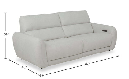 Sofa à inclinaison électrique Kailyn de Cindy Crawford Home de 92 po en tissu avec appuie-têtes électriques - beige