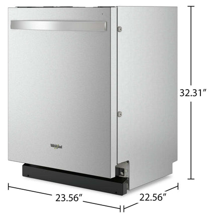 Lave-vaisselle encastré Whirlpool de 24 po et de 44 dBA avec commandes sur le dessus - acier inoxydable résistant aux empreintes digitales - WDT55…