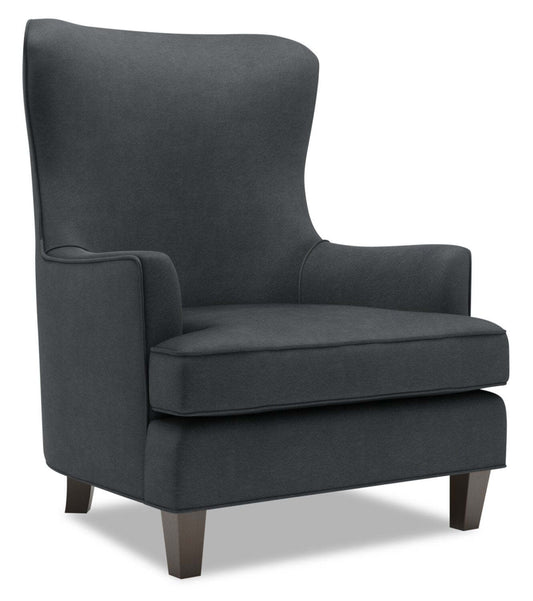 Fauteuil d'appoint à oreilles personnalisable Sofa Lab de 32 po fabriqué au Canada en tissu d'apparence lin - gris Pax Pepper | AILE2949