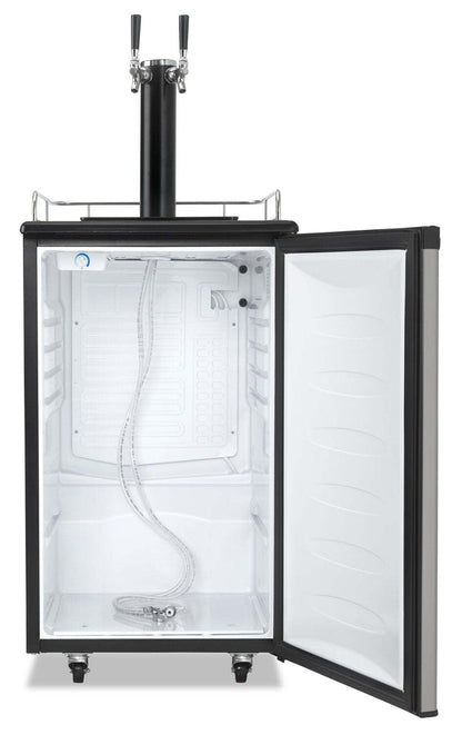 Danby 20,5 5,4 pi³ Refroidisseur de fût à deux robinets - Acier inoxydable - DKC054A1BSL2DB | Refroidisseur de fût à bière Danby de 5,4 pi³ et de 20,5 po à deux robinets - acier inoxydable - DKC…