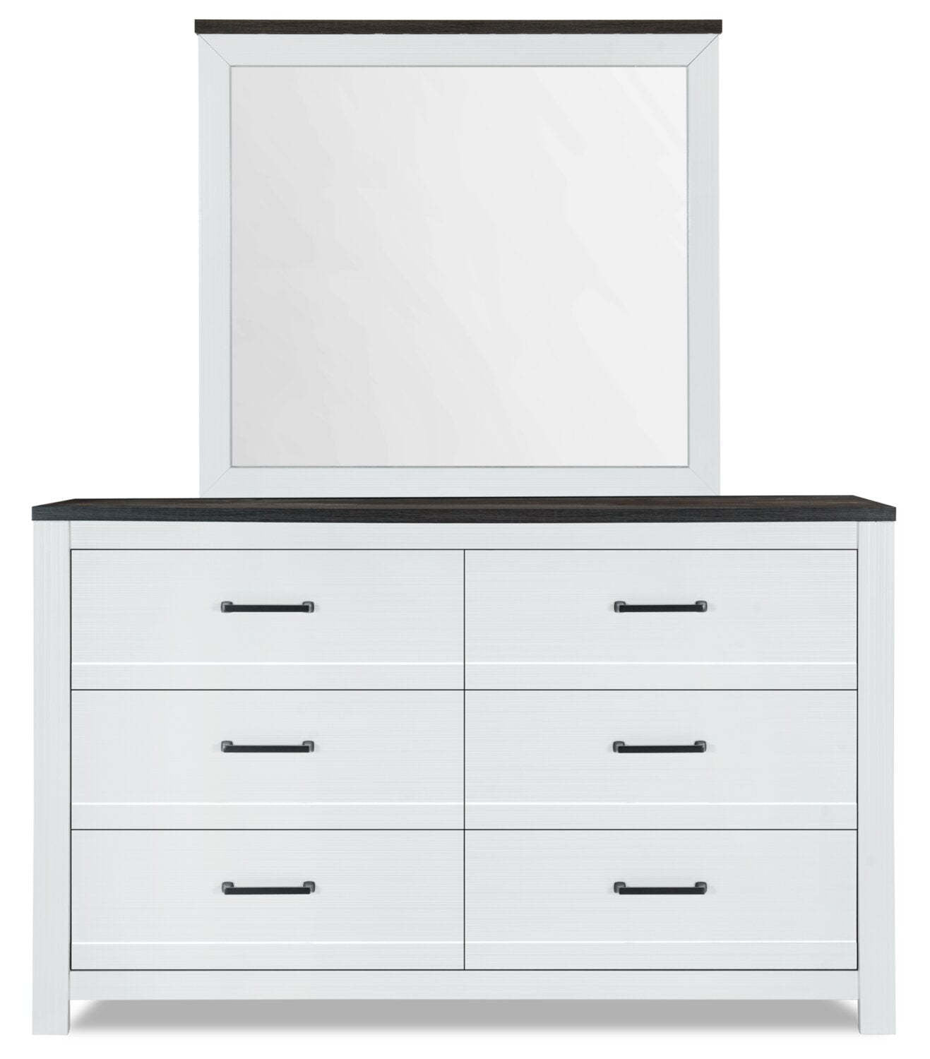 Miroir de commode de chambre Zoey – Bicolore blanc et marron | Miroir de commode de chambre à coucher Zoey - deux teintes, blanc et brun