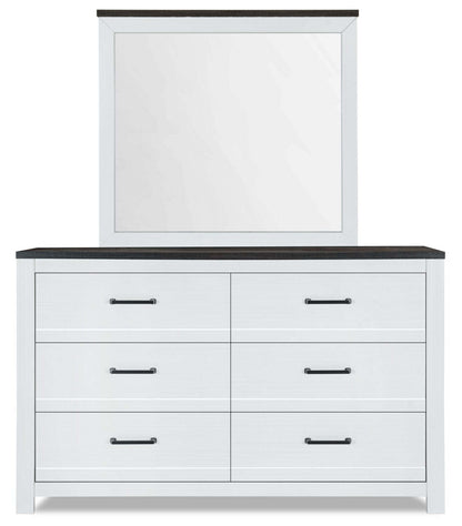 Miroir de commode de chambre Zoey – Bicolore blanc et marron | Miroir de commode de chambre à coucher Zoey - deux teintes, blanc et brun