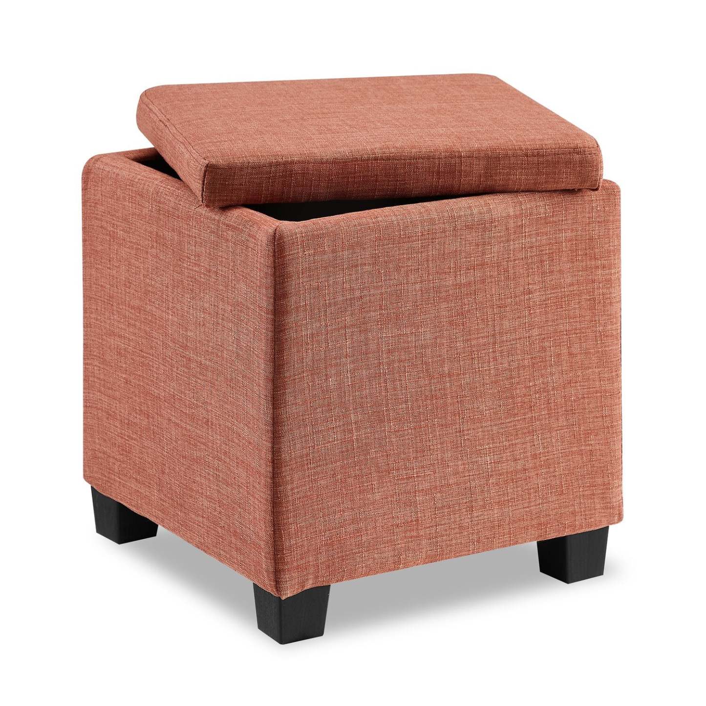Halifax 14.75 Square Fabric Storage Ottoman - Orange|Pouf de rangement carré Halifax de 14,75 po en tissu - orange