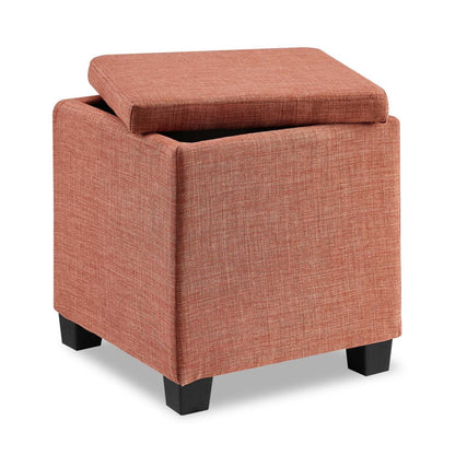 Halifax 14.75 Square Fabric Storage Ottoman - Orange|Pouf de rangement carré Halifax de 14,75 po en tissu - orange