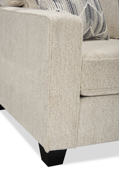 Causeuse Lennox de 57 po fabriquée au Canada en tissu de chenille avec coussins réversibles et coussins décoratifs - taupe