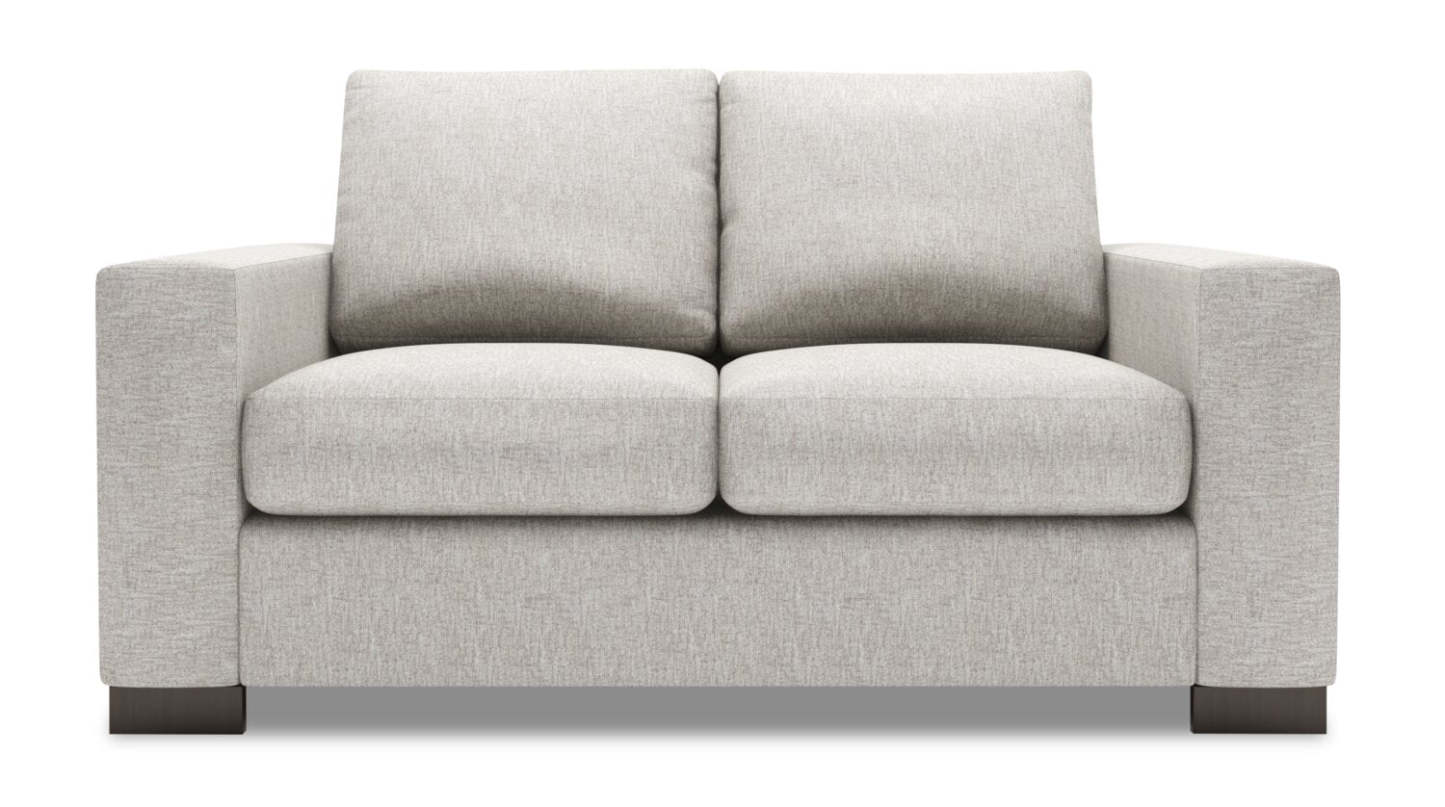 Fabriqué au Canada Canapé Personnalisable Lab Track 62 Canapé en Chenille avec Accoudoirs Droits - Argenté de Luxe | Causeuse Track de Sofa Lab de 62 po fabriquée au Canada en tissu d'apparence lin avec accoudoirs rectilignes - Argenté de Luxe | TR202793