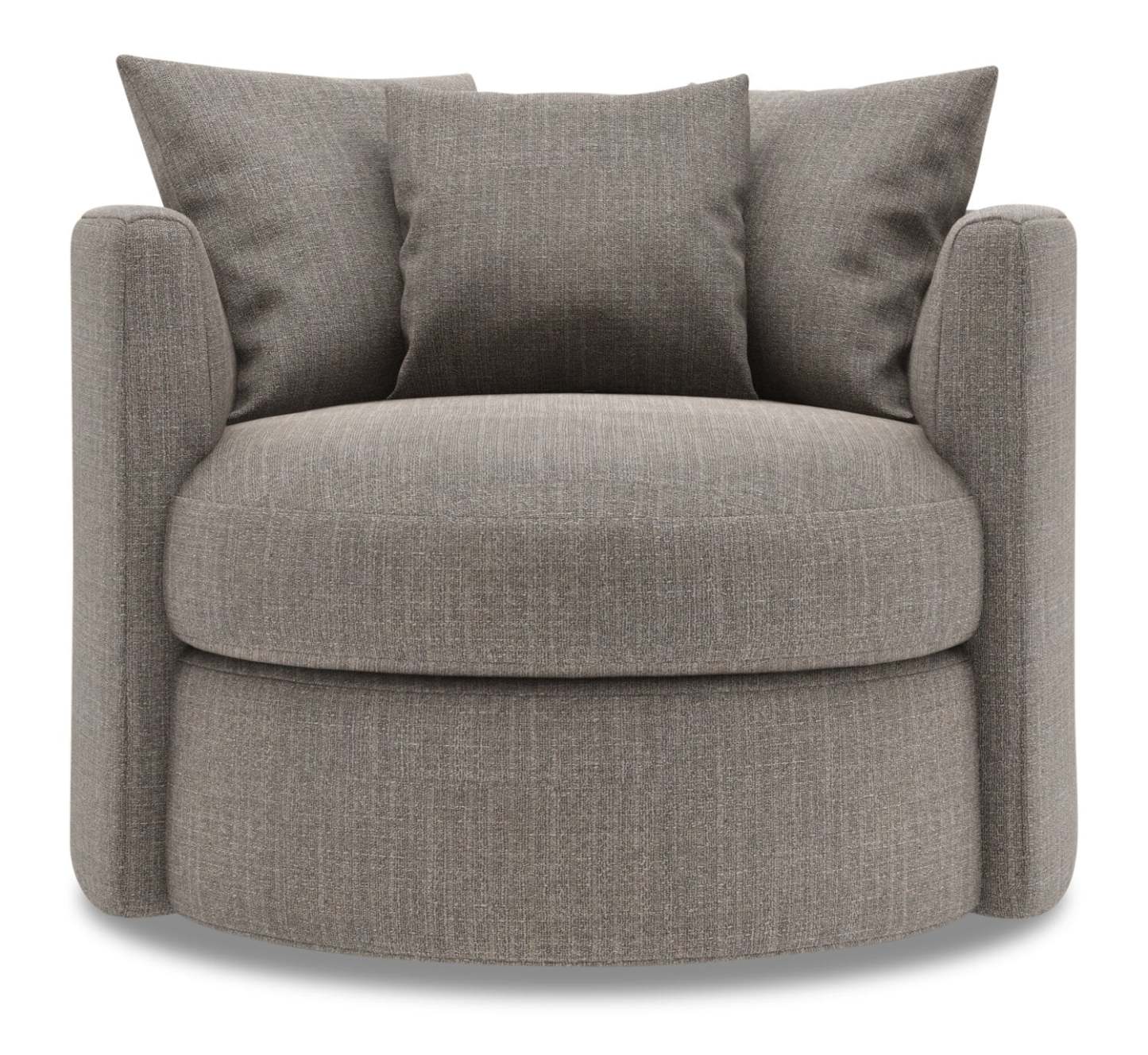 Fauteuil d'appoint pivotant Nest de Sofa Lab de 41 po fabriqué au Canada en tissu d'apparence lin - gris Luna Smoke | NID2391