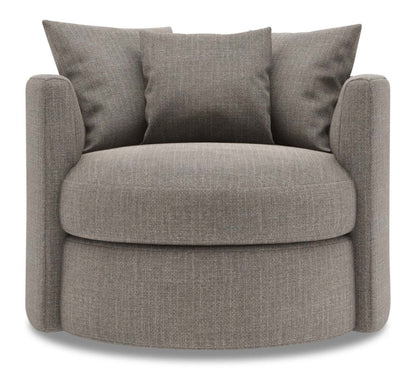 Fauteuil d'appoint pivotant Nest de Sofa Lab de 41 po fabriqué au Canada en tissu d'apparence lin - gris Luna Smoke | NID2391