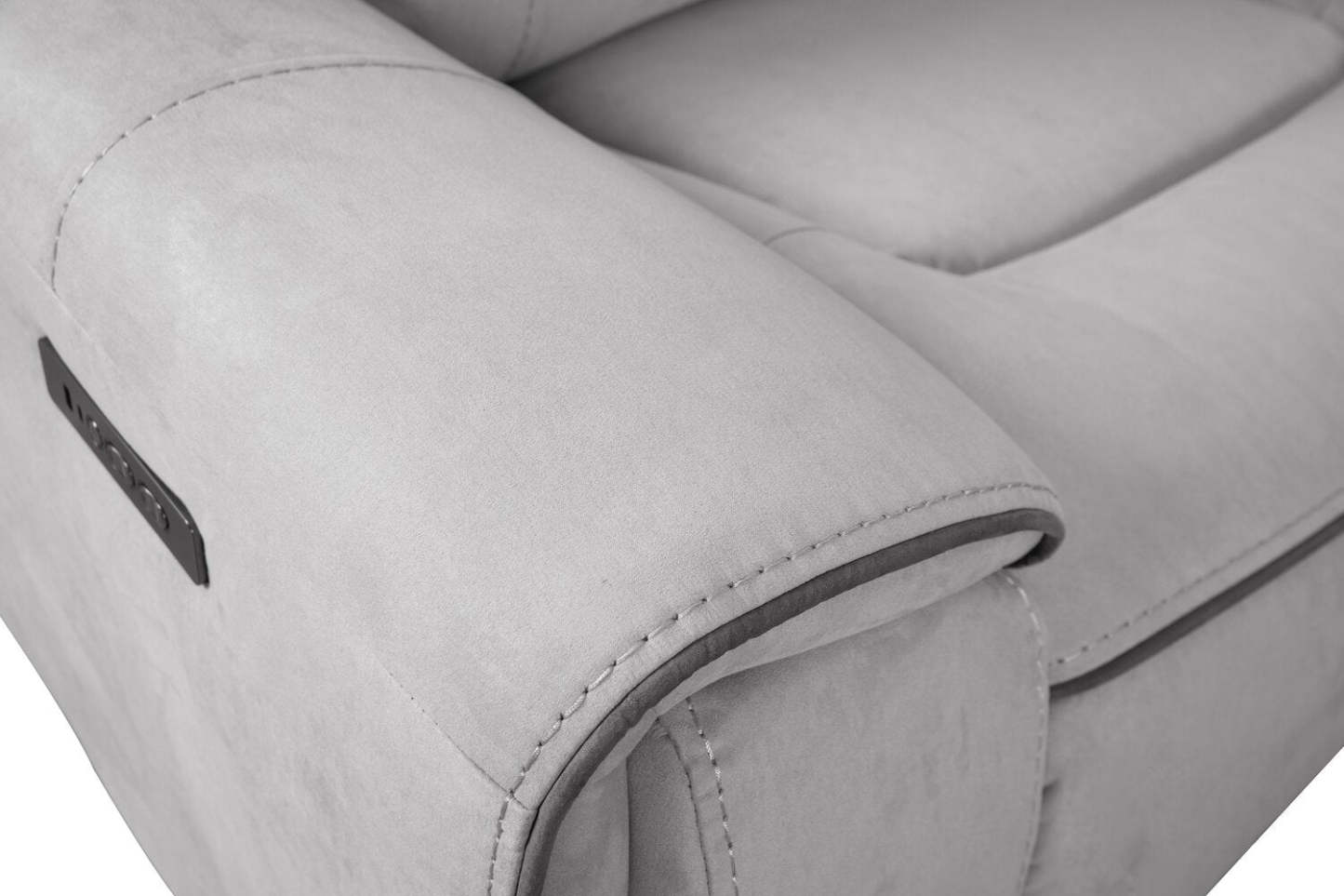 Cindy Crawford Home Newport 6-Piece Faux Suede Power Reclining Sectional with Armless Reclining Chair - Grey | Sofa sectionnel à inclinaison électrique Newport de Cindy Crawford Home 6 pièces en suédine avec fauteuil inclinable sans accoudoirs - gris