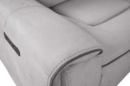 Cindy Crawford Home Newport 6-Piece Faux Suede Power Reclining Sectional with Armless Reclining Chair - Grey | Sofa sectionnel à inclinaison électrique Newport de Cindy Crawford Home 6 pièces en suédine avec fauteuil inclinable sans accoudoirs - gris