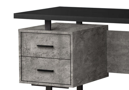 Bureau réversible Teagan 60 à 3 tiroirs - aspect béton gris|Bureau réversible Teagan de 60 po à 3 tiroirs - apparence béton gris