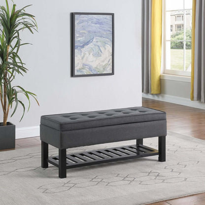 Ryan 43.5 Storage Bench with Bottom Shelf - Dark Grey|Banc de rangement Ryan de 43,5 po avec tablette Inférieure - gris foncé