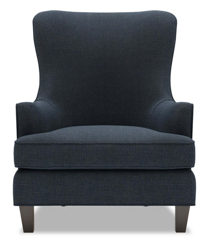 Fauteuil d'appoint à oreilles personnalisable Sofa Lab de 32 po fabriqué au Canada en tissu d'apparence lin - bleu Luna Sailor | AILE2491