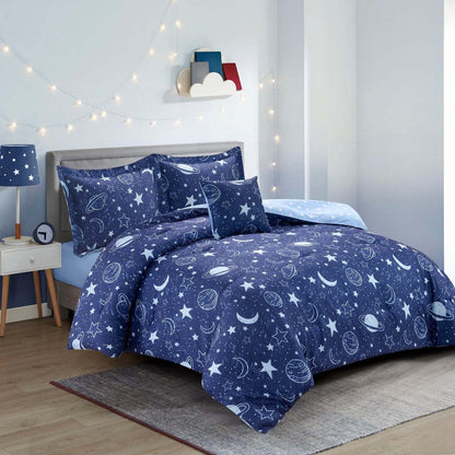 Galaxy 4-Piece Full Comforter Set - Blue | Ensemble d'édredon Galaxy 4 pièces pour lit double - bleu