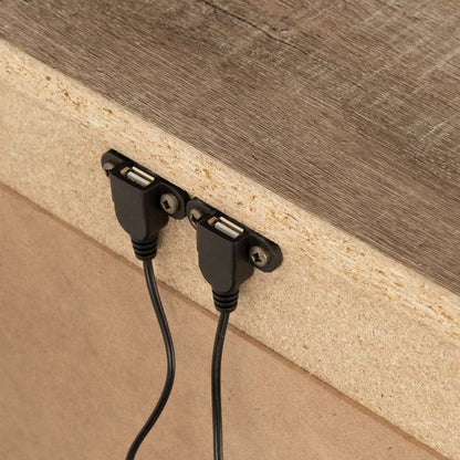 Table de chevet Everley à 2 tiroirs avec ports USB, 19,5 L x 22,5 - Marron | Table de nuit Everley de 19,5 po (L) x 22,5 po à 2 tiroirs avec ports USB - brune