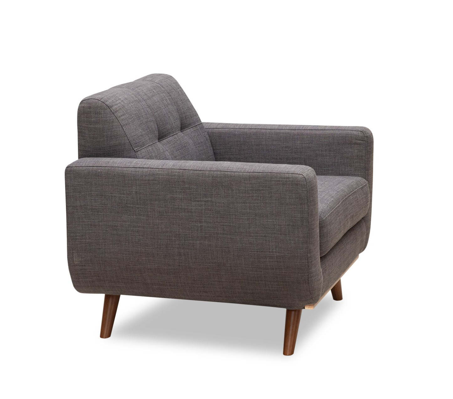 Fauteuil Freeman Kort &amp; Co. de 37 po en tissu d'apparence lin avec pattes en bois et coussin de dossier capitonné - gris anthracite