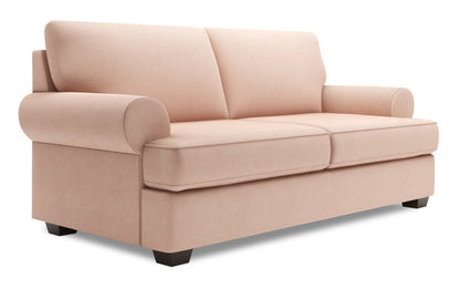 Fabriqué au Canada Canapé Personnalisable Roll 76 en Tissu d'Apparence Lin Taille Condo avec Accoudoirs Roulés - Pax Rose Pink | Canapé Roll de Sofa Lab de 76 po de format condo fabriqué au Canada en tissu d'apparence lin - rose Pax Rose | RO093249