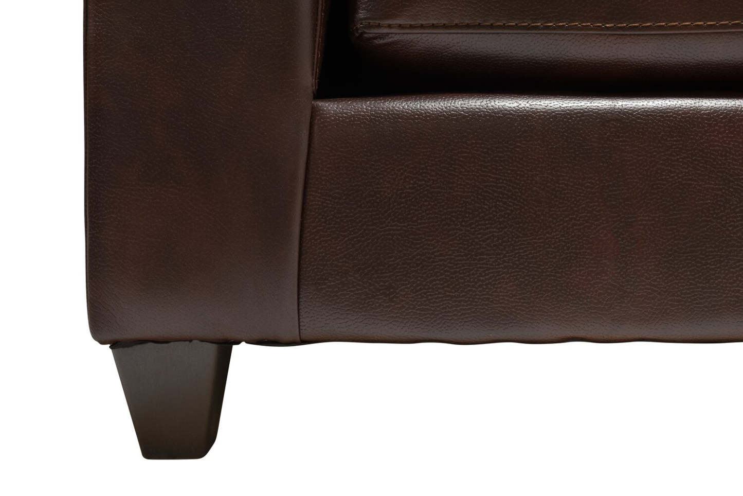 Fauteuil Addison de 42 po fabriqué au Canada en tissu d’apparence cuir avec coussin de siège amovible et capitonnage - brun