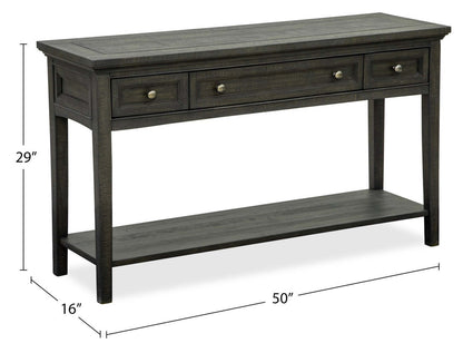 Hanson 50” Traditional Pine Sofa Table with Storage - Graphite | Table de salon traditionnelle Hanson de 50 po en pin avec rangement - graphite