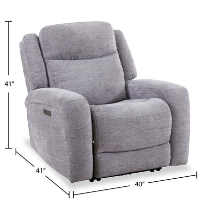 Atlantis 38 Fauteuil à inclinaison électrique en tissu avec port USB - gris tourterelle