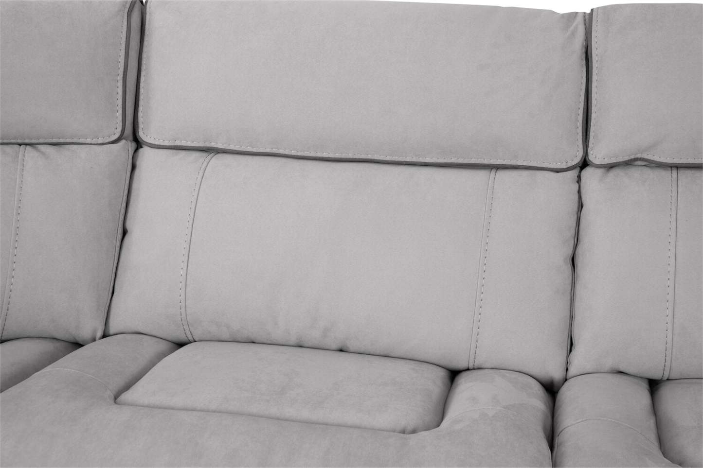 Cindy Crawford Home Newport 6-Piece Faux Suede Power Reclining Sectional with Armless Reclining Chair - Grey | Sofa sectionnel à inclinaison électrique Newport de Cindy Crawford Home 6 pièces en suédine avec fauteuil inclinable sans accoudoirs - gris