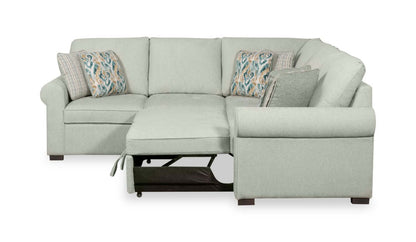 Scott Living Canapé-lit sectionnel Haven 3 pièces en tissu chenille - Bleu écume de mer | Canapé-lit sectionnel Haven de Scott Living 3 pièces en tissu chenille - bleu écume de mer