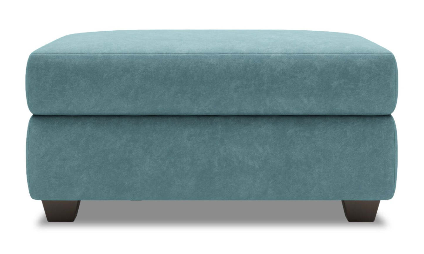 Fabriqué au Canada Pouf de rangement personnalisable The Trunk 39 en tissu de velours - bleu mer | Pouf de rangement The Trunk de Sofa Lab de 39 po fabriqué au Canada en tissu de velours - bleu mer | TRUN3288