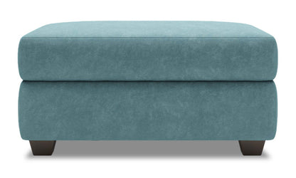 Fabriqué au Canada Pouf de rangement personnalisable The Trunk 39 en tissu de velours - bleu mer | Pouf de rangement The Trunk de Sofa Lab de 39 po fabriqué au Canada en tissu de velours - bleu mer | TRUN3288