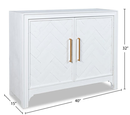 Armoire d'appoint en bois massif Keena 40 - Blanc|Armoire décorative Keena de 40 po en bois massif - blanche