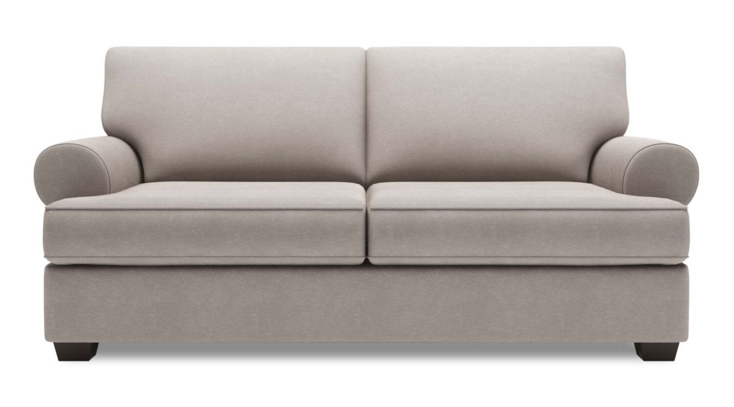 Fabriqué au Canada Canapé Personnalisable Roll 76 Tissu d'apparence lin Taille Condo Canapé avec Accoudoirs Roulés - Gris Pax Slate | Canapé Roll de Sofa Lab de 76 po de format condo fabriqué au Canada en tissu d'apparence lin - gris Pax Slate | RO093049